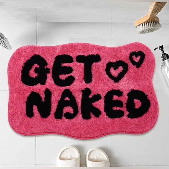 - Get Naked Bath Mat Fun Bathroom Rugs Soft Non Slip Cute Bath  (Rose & black) - Picture 5 of 9